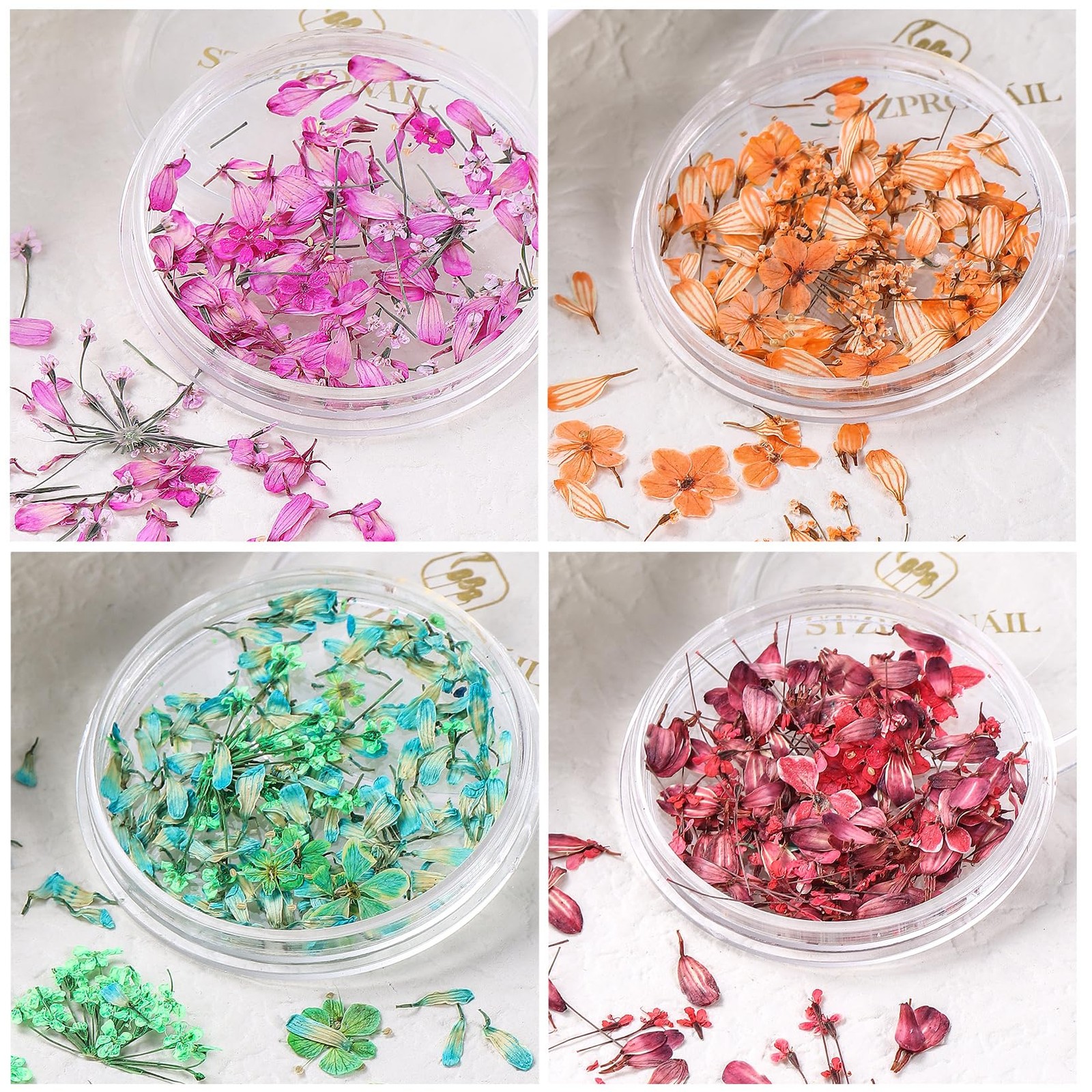 3D Dried Flowers Nail Decoration 9 Boxes 9 Colors Real Pressed Floral Leaves …