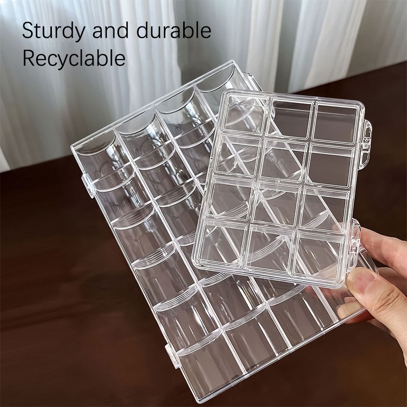 12/21/24 Grids Nail Tip Box Empty Storage Cases Nail Art Organizer Container