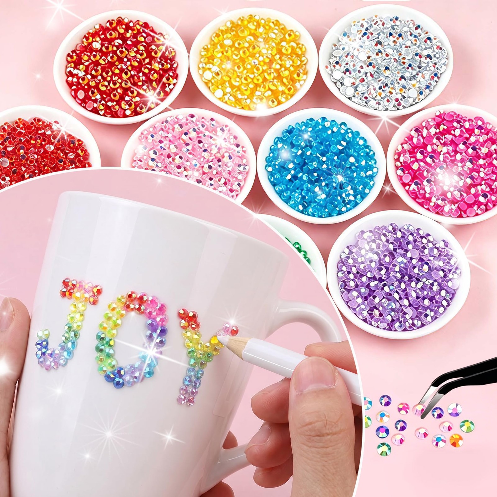 44000 Pcs Resin Jelly Rhinestones Bedazzling Kit 48 Colors Bedazzler Kit wit…