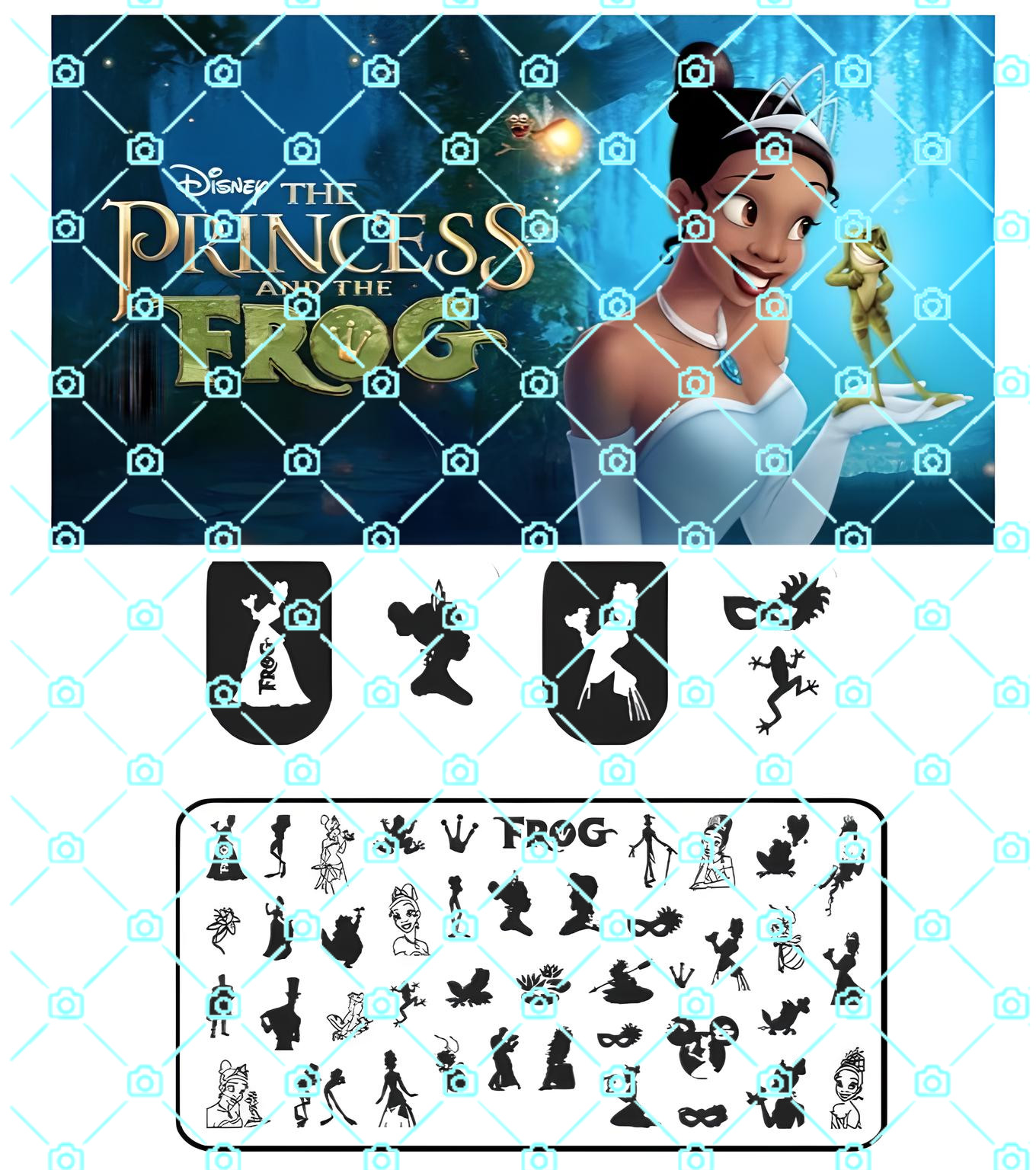High- Quality Stainless Steel Disney Princess & the Frog Nail Stamping Plate