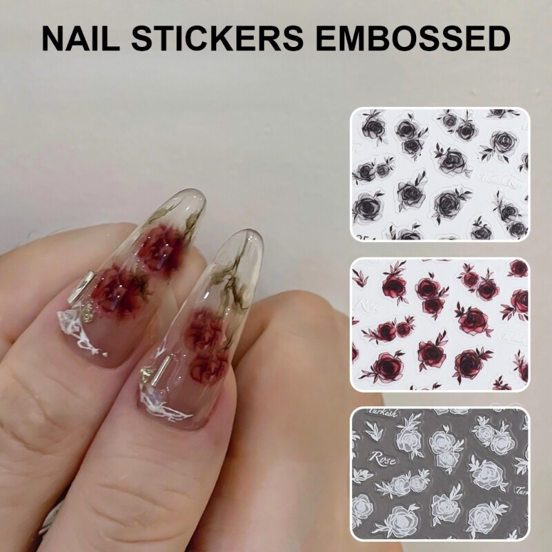 10 Sheets Flower Stickers Self-Adhesive Nails Decals Nails Art Stickers