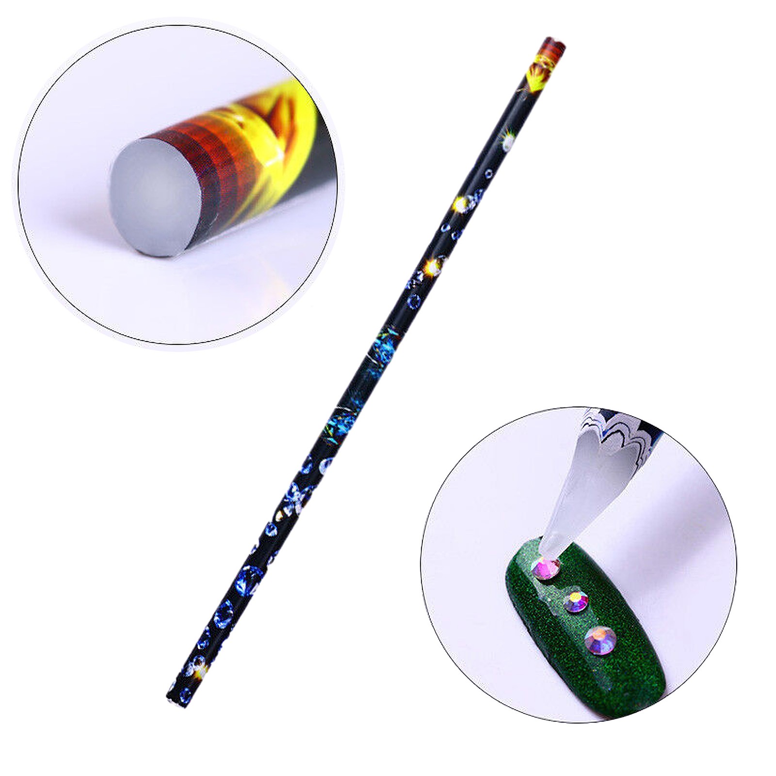 Gem Crystal Rhinestones Picker Wax Pencil Nail Art Craft Tool White, Pack of 2