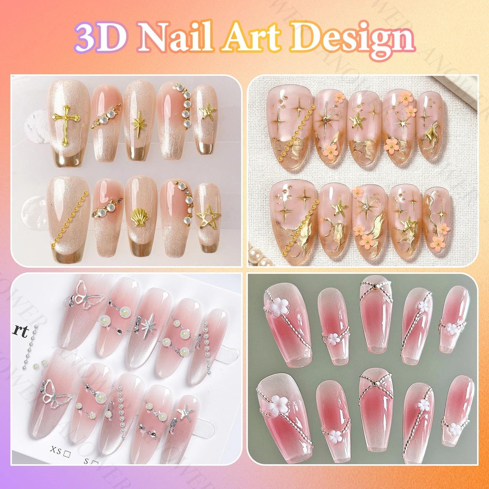 3 Boxes Nail Charms Kit, Colorful Mini Flower 3D Charms for Nails, Flatback P…