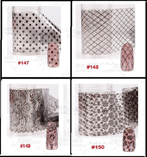 16 – 32 Sheets Black/White Lace Nail Art Wraps Transfer Foil Nail Art Decor