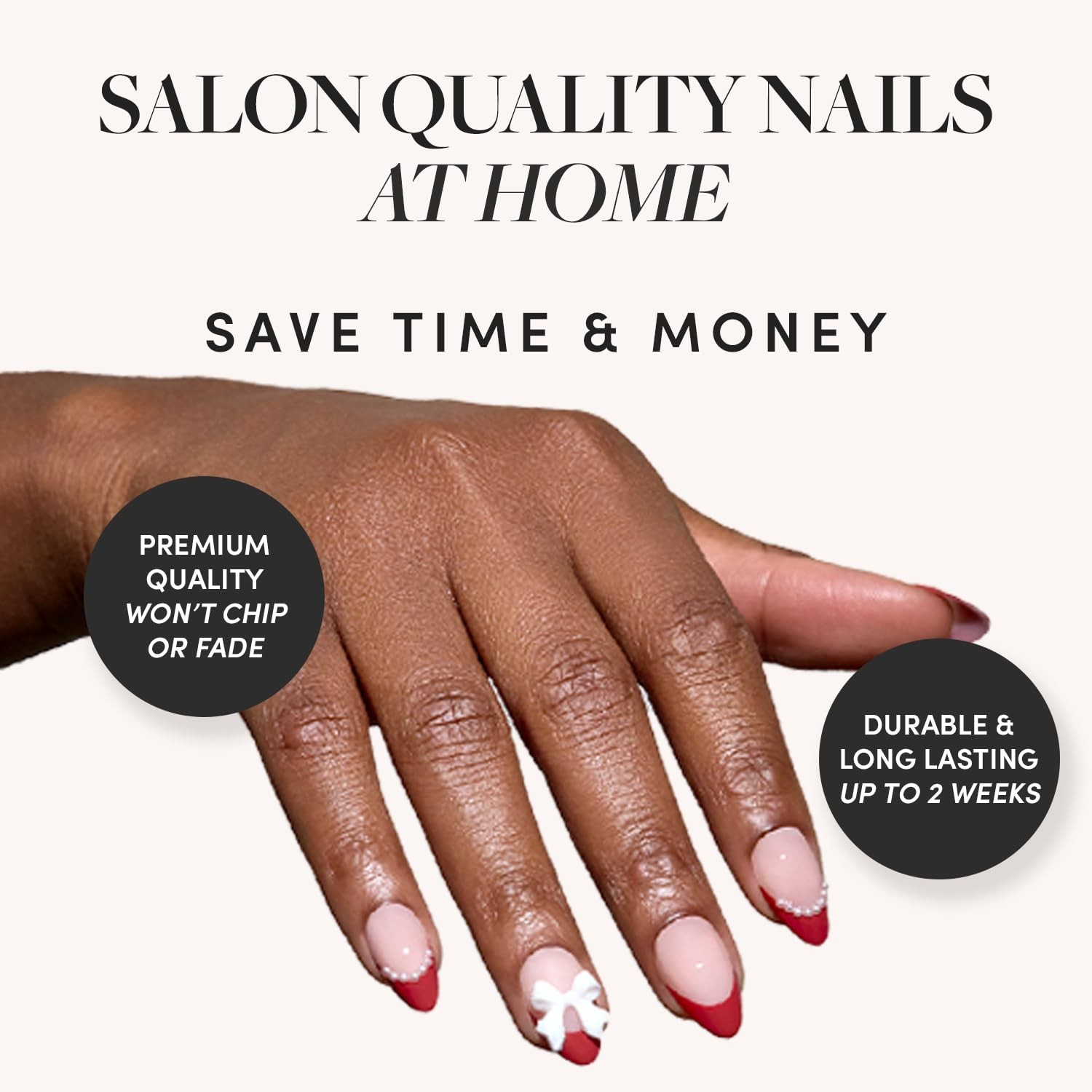 Glamnetic Ruby Ribbons Press-On Nails: Short Almond, Glossy