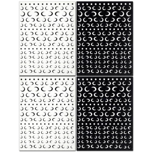 Moon Nail Art Stickers – Black White Moon Self Black White Moon, 4 Sheets