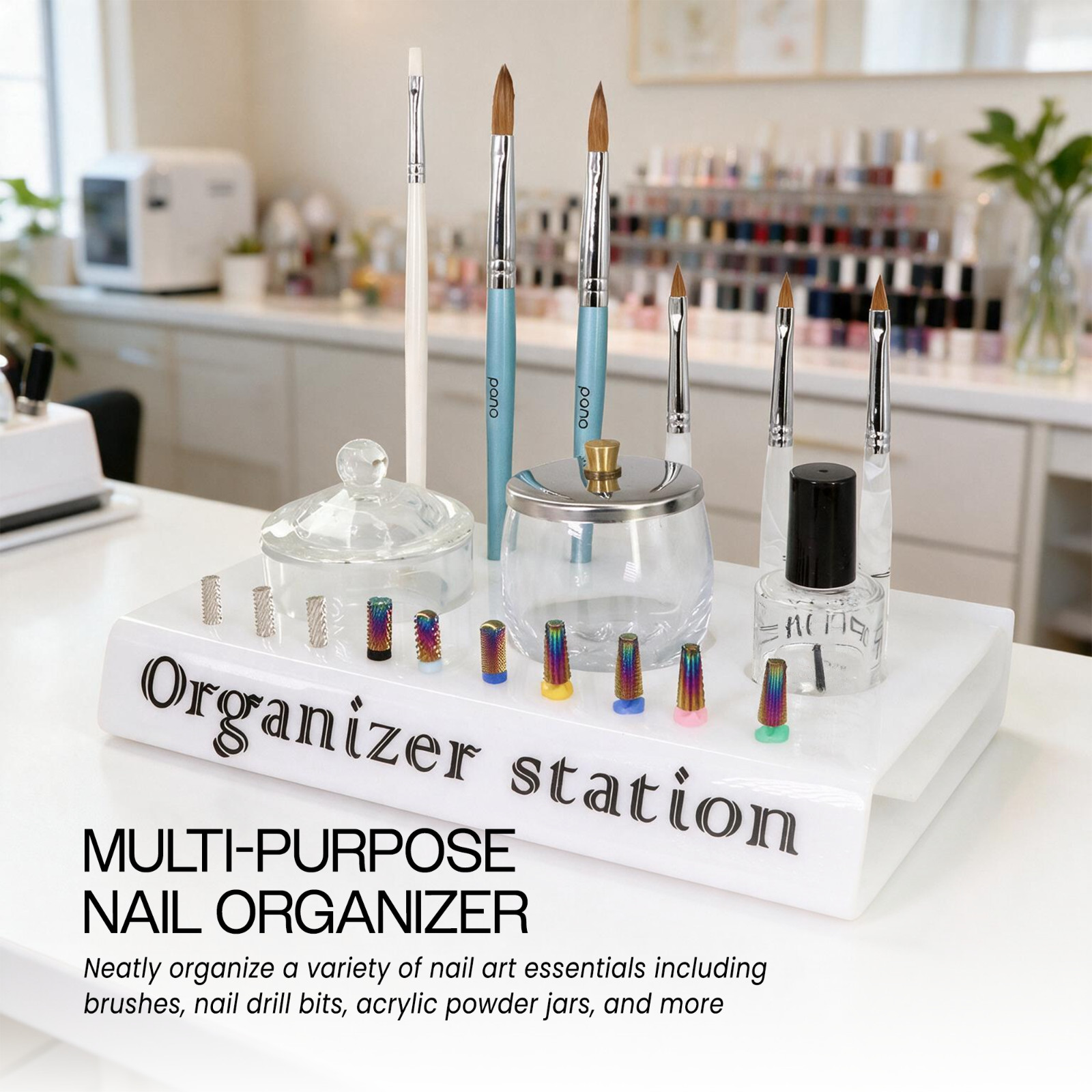 Beauticom Professional White Salon Nail Tool Organizer Tabletop Station