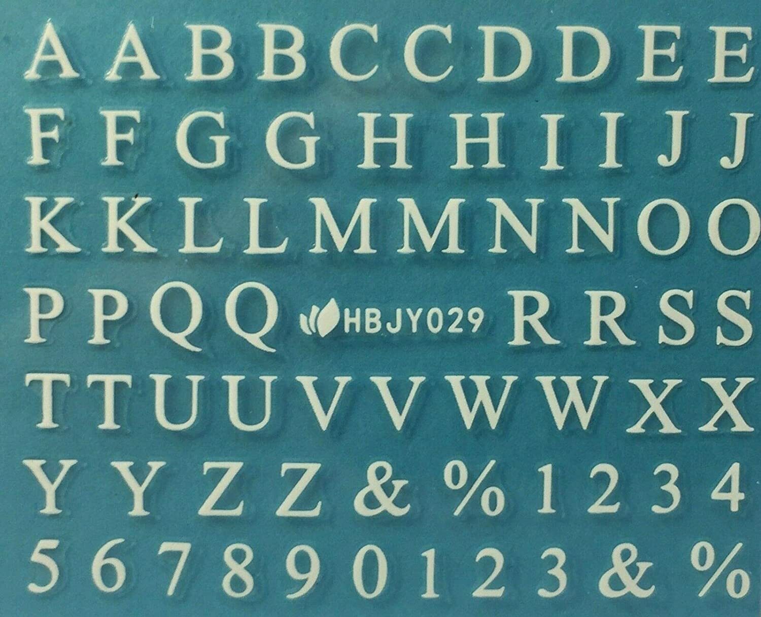 Nail Art 3D Decal Stickers Alphabet Letters White HBJY029