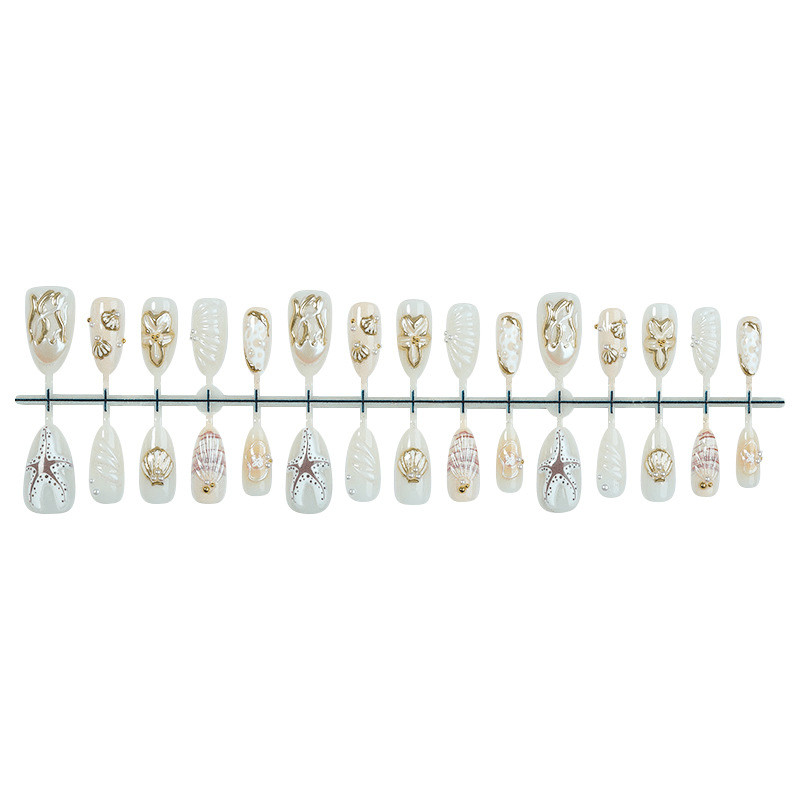 60pieces of Almond Shaped Ocean Relief Wearing Armor, Three-dimensional Nail Art