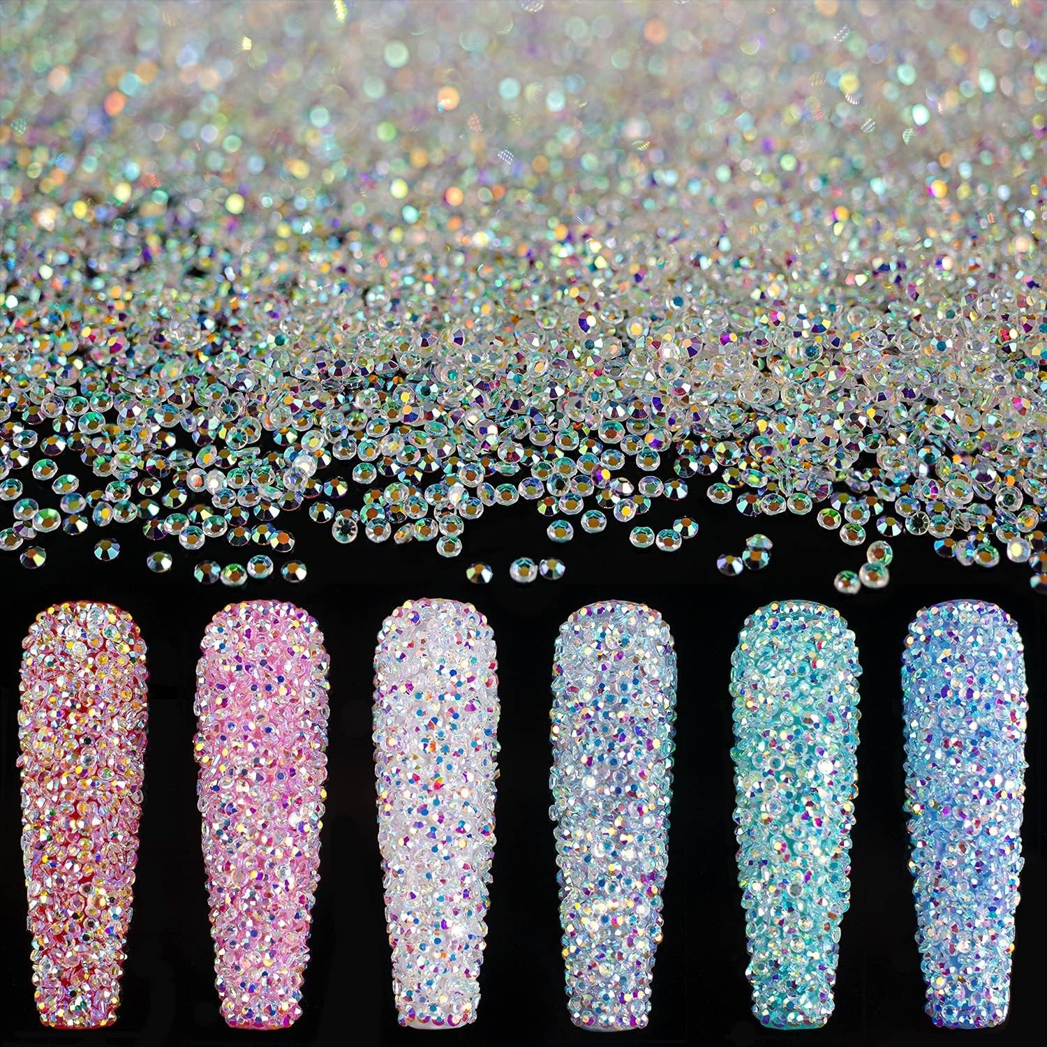 AB Iridescent Rhinestones 15000PCs – Gorgeous 1.2mm Glass Crystals for Crafts