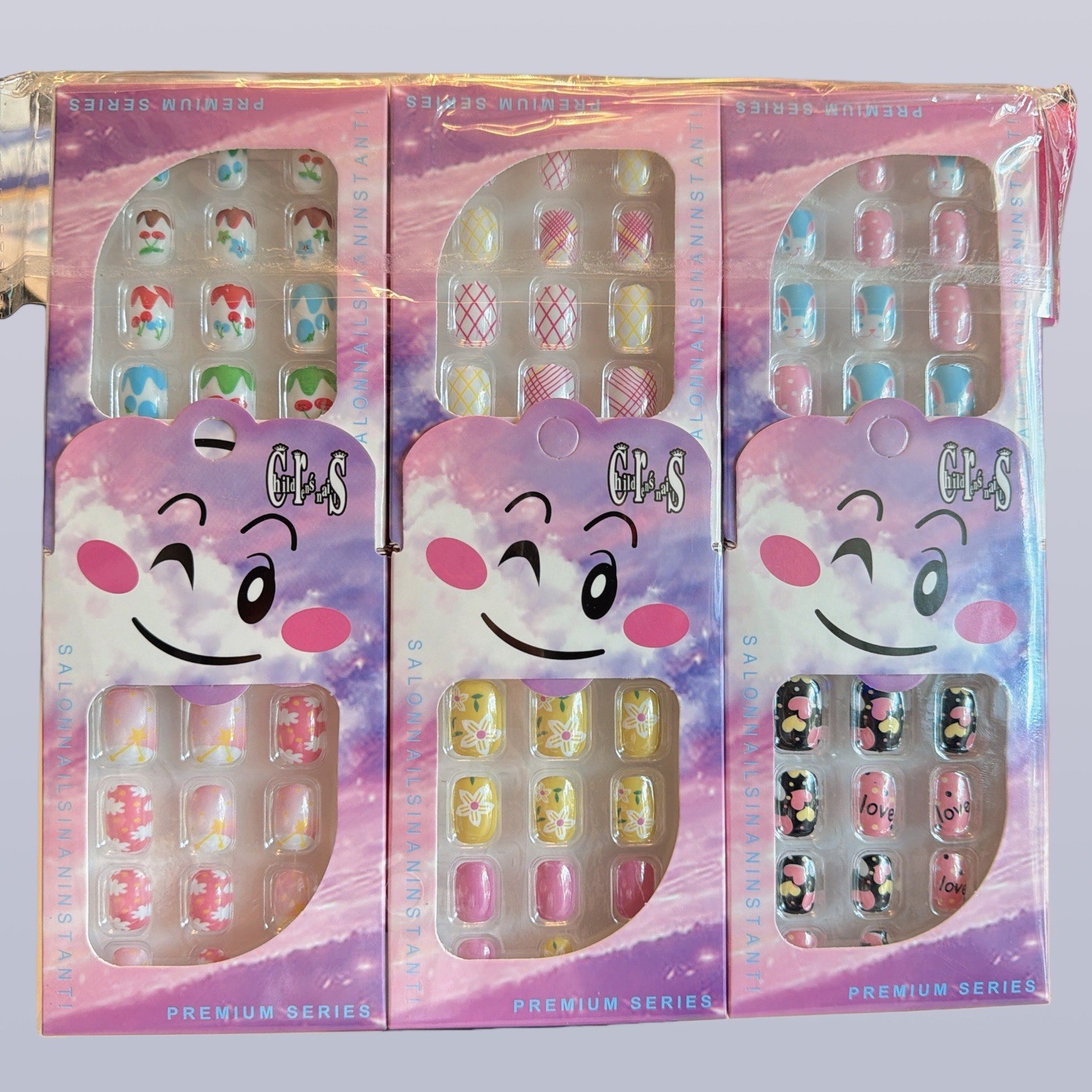 GFS 12PCS Press On Nails Pre-Designed Multicolor Shiny Short Square Floral