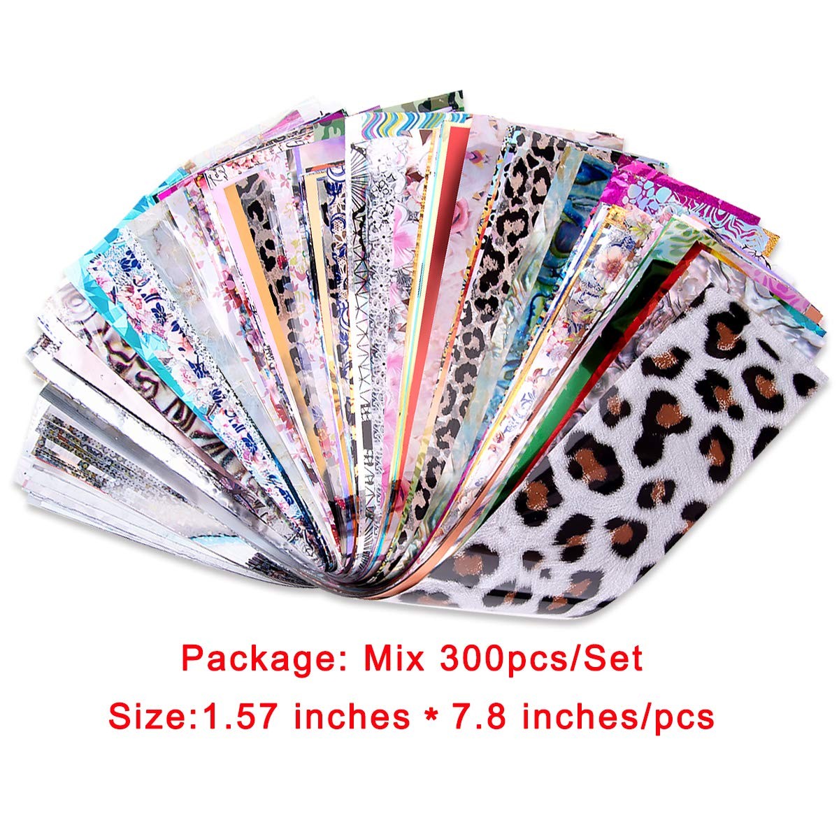 Duufin 300 Sheets Nail Foils Art Transfer Foil Stickers White,colorful