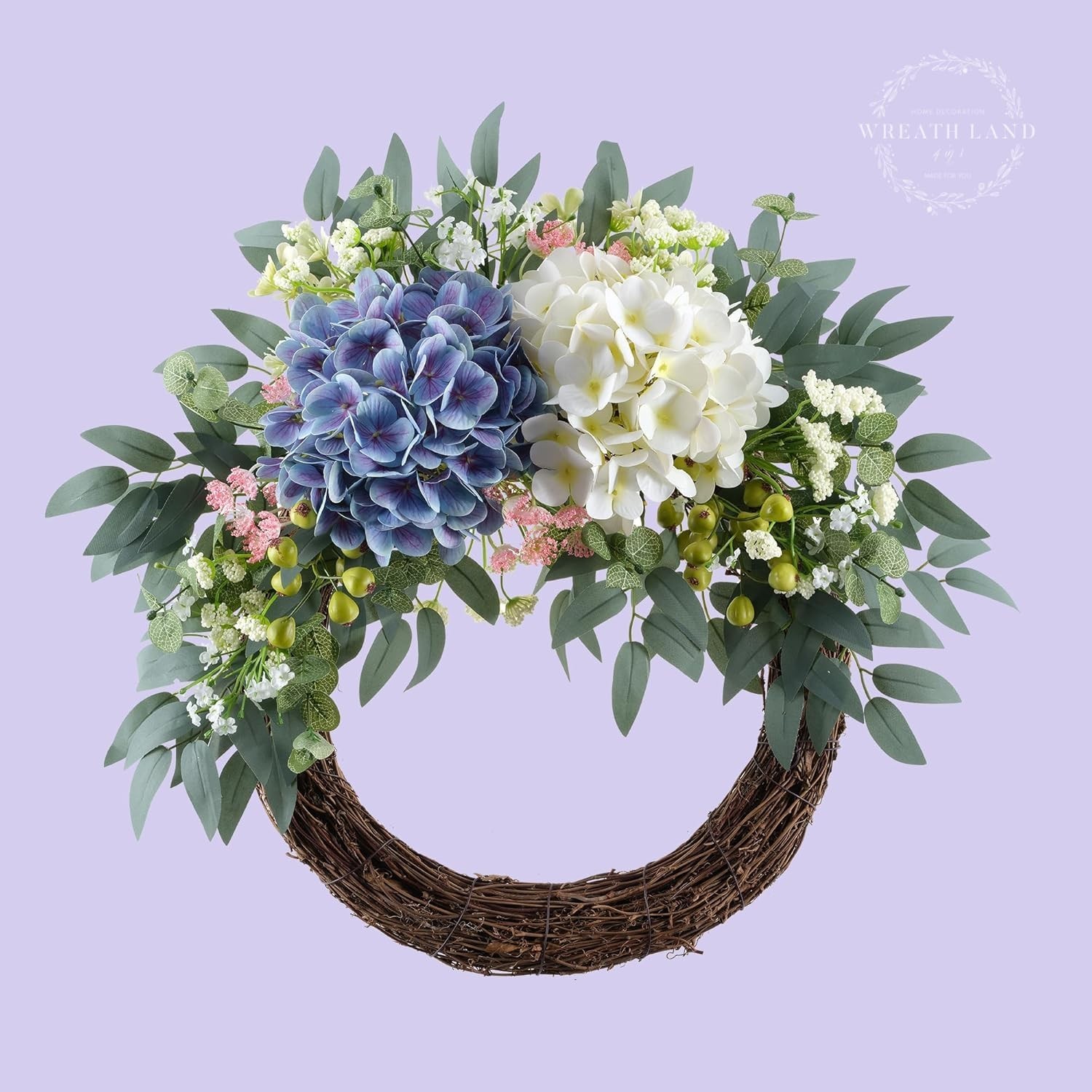 4 in1 All-Season Interchangeable Grapevine Wreath, DIY Kit with Silk Flowers,…