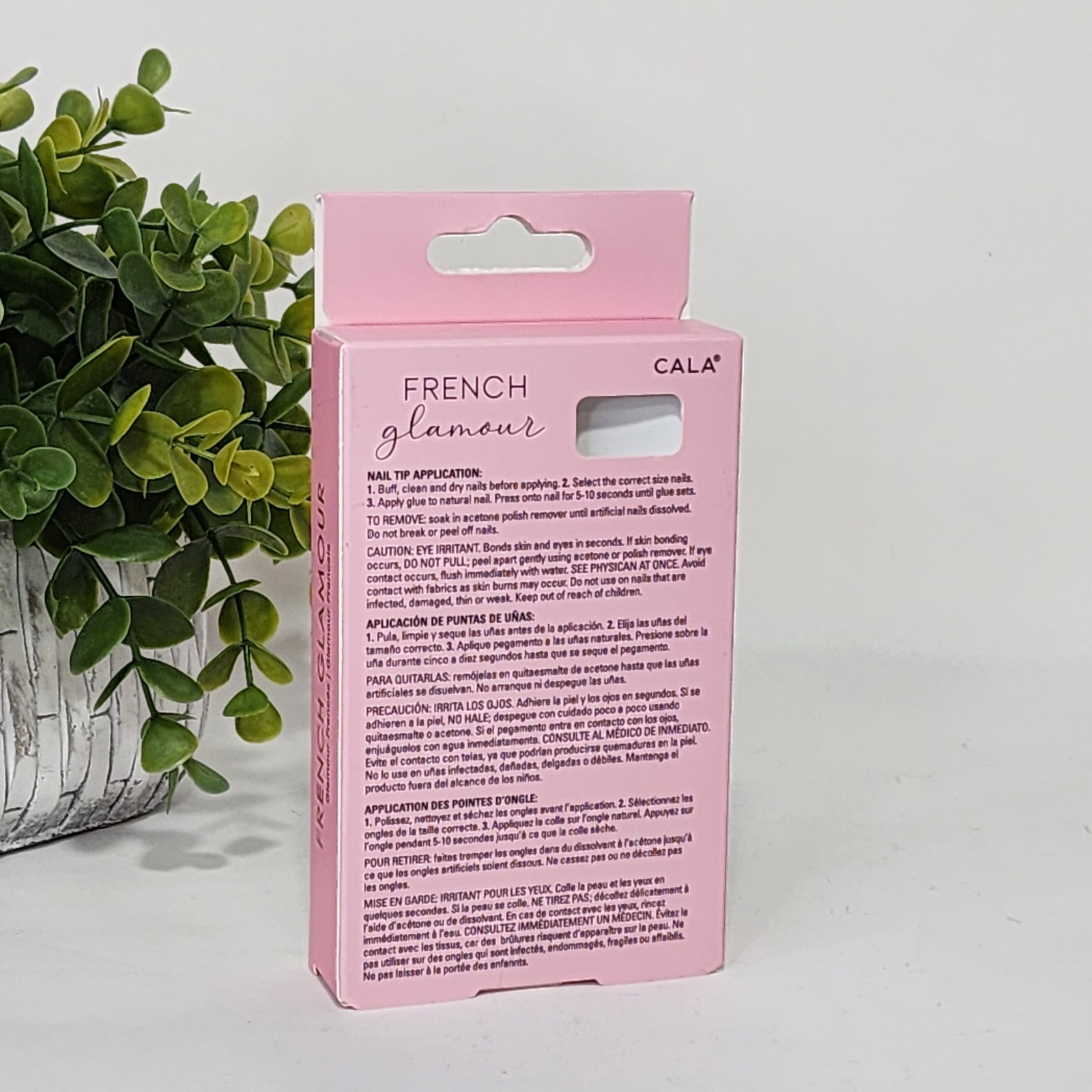 Cala French Glamour Medium Nails ~ 24 Nails ~ 12 Sizes ~ Nail Glue Included ~New