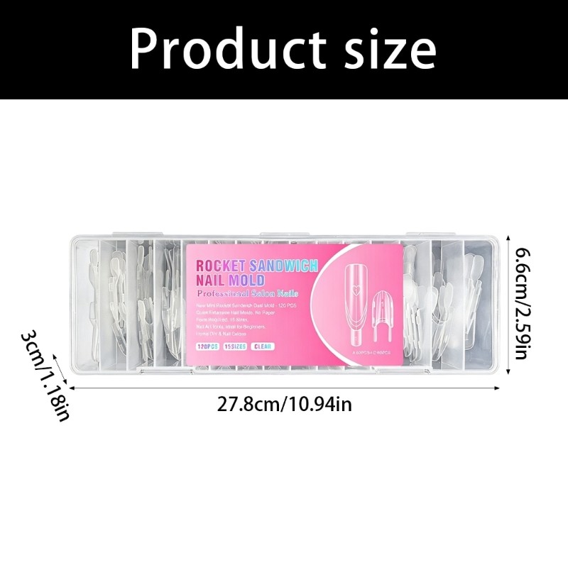 Strong ABS Rockets Sandwiches Shape Nail Extension Forms 120Pcs Smooth Surfaces