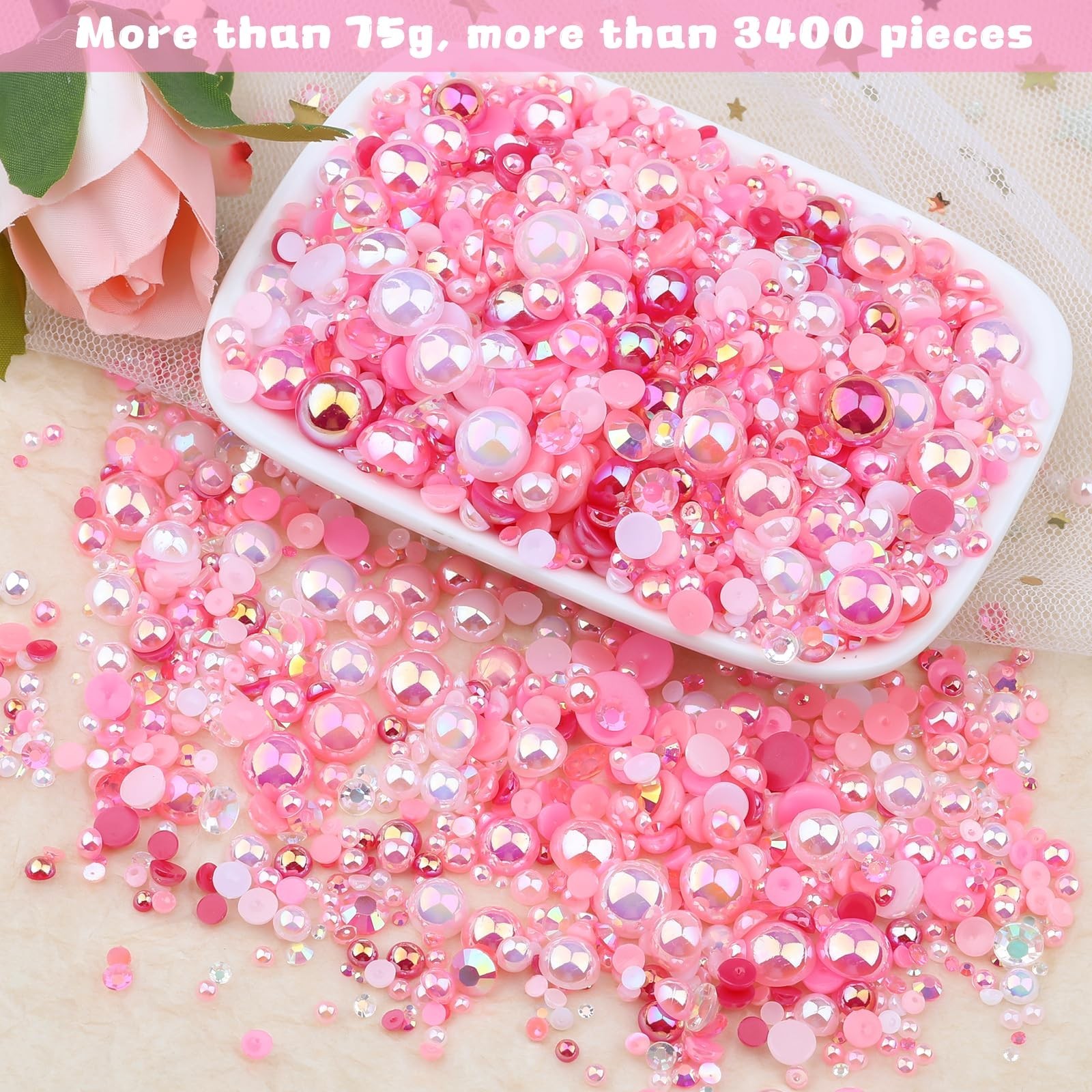 3900+ Pcs Rhinestones and Pearls Kit, 2-10mm Flatback Gems for Nail Art, Tumb…