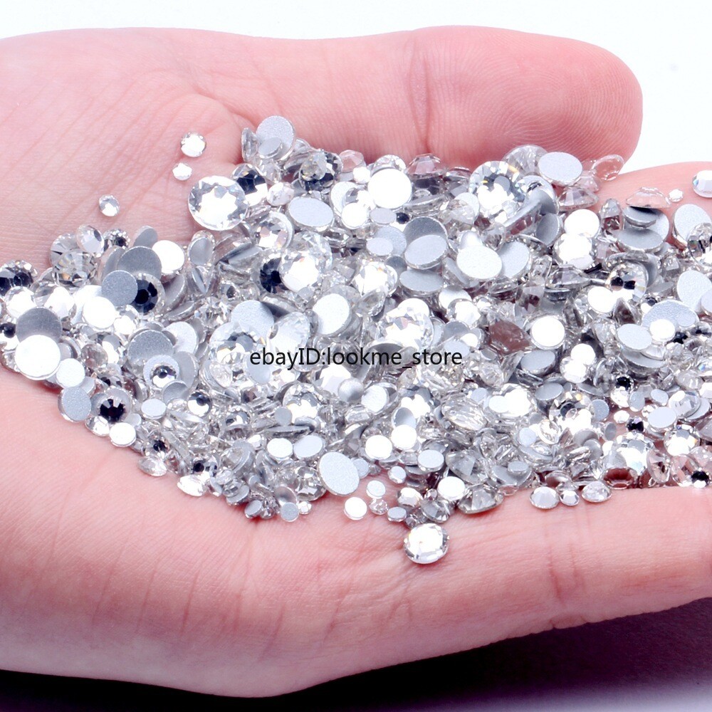 SS3-50 Crystal Clear & AB Flat Back Rhinestones Glass Beads Nail Art Craft Gems