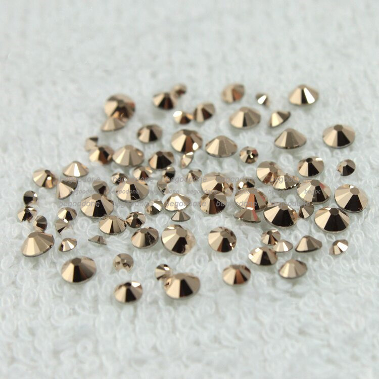 1440pcs Flat Back Gold Nail Art Decorations Crystal Glass Rhinestone SS3-SS20