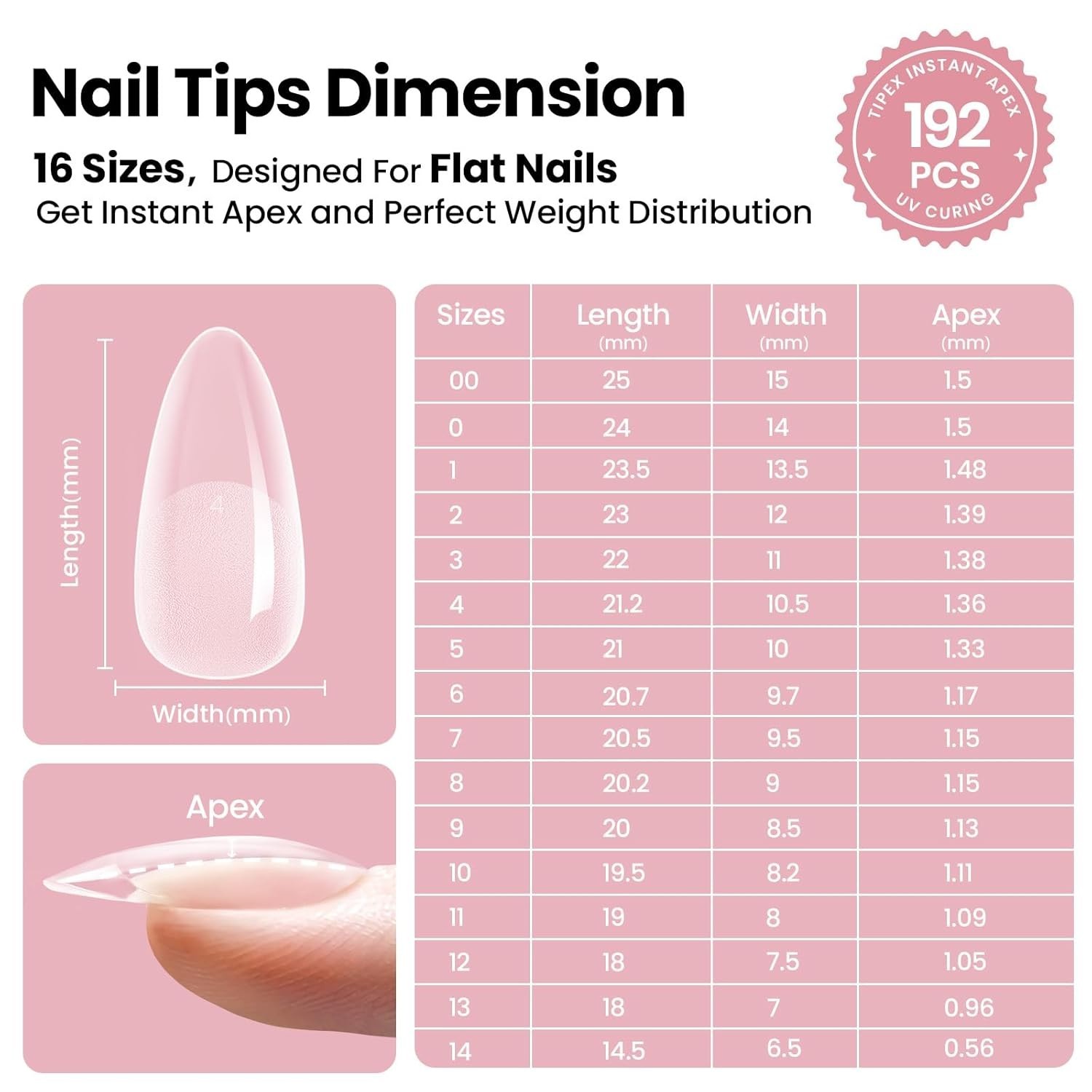 Beetles Tipex Instant Apex Nail Tips Almond Medium Acrylic Nail Tips