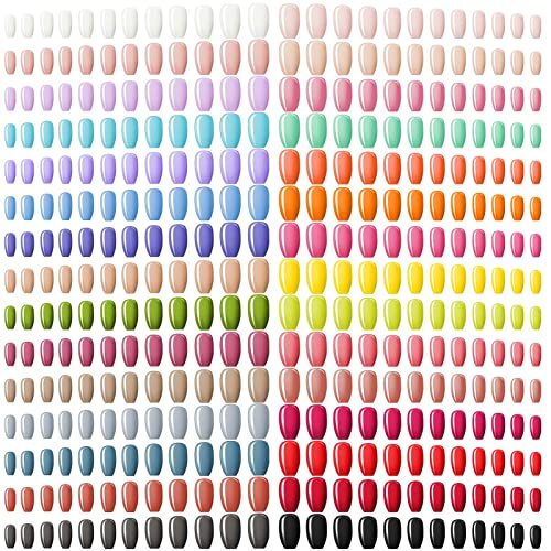 Maitys 720 Pieces 30 Sets Medium Square Nails Artificial Fake Sweet Colors