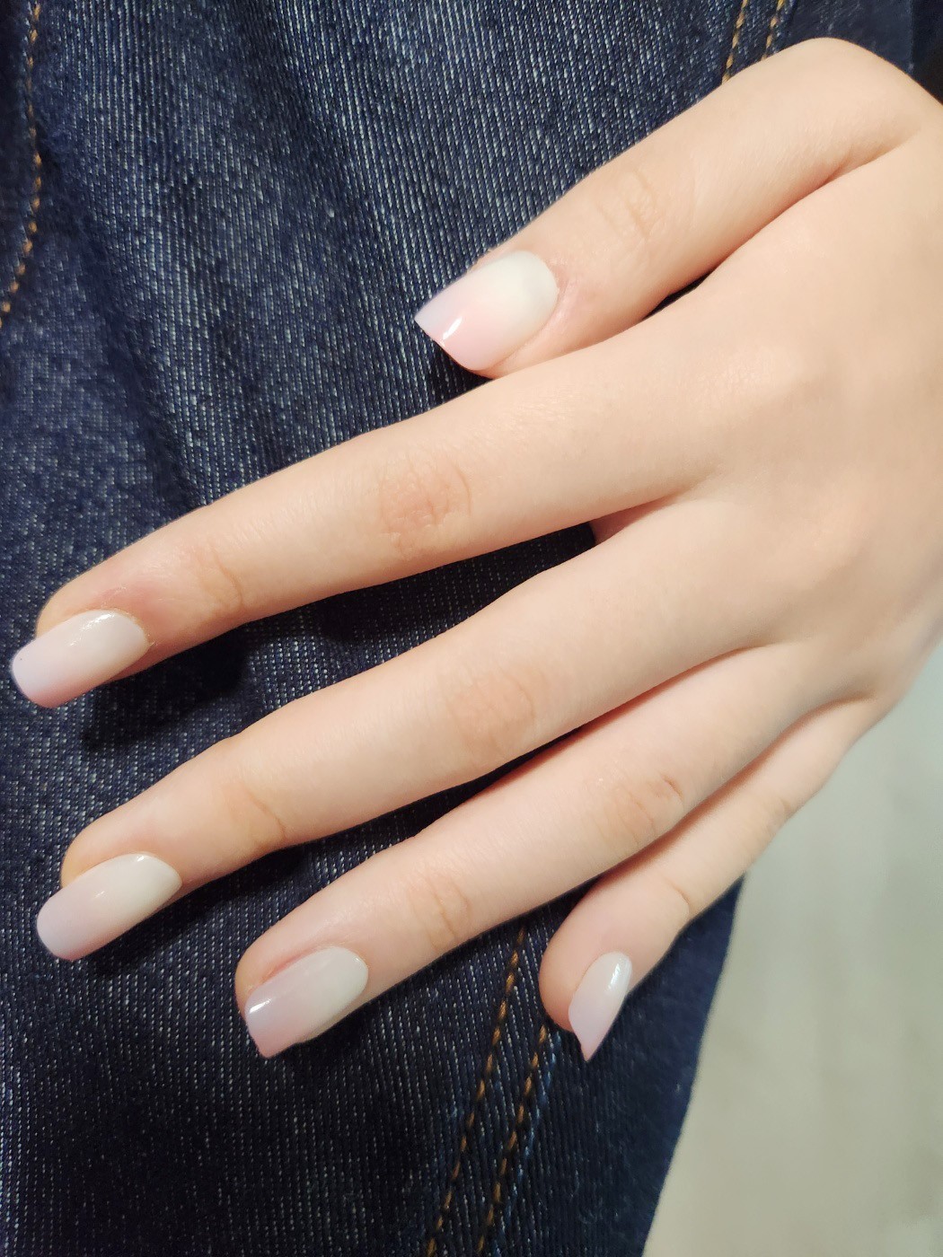 THE MIMO Press-On Nails Square – Pastel Pink & Blue Ombre, 24pcs Reusable Set