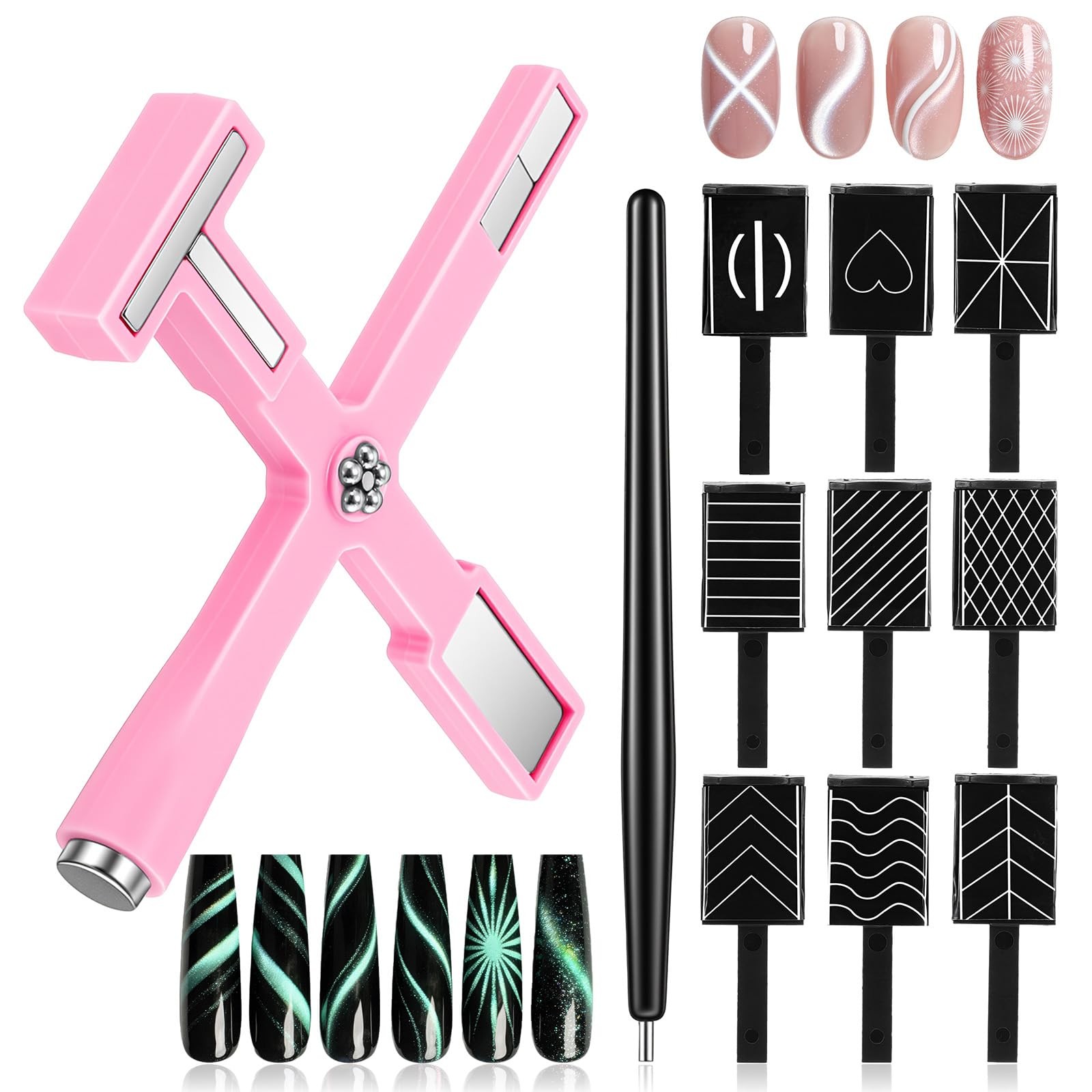 11 Pcs 5 in 1 Cat Eye Magnet Tools Nail Polish Magnet Sticks & Pens Multifunc…