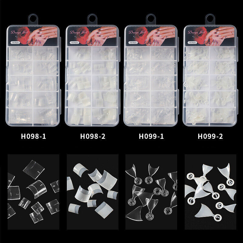 100PCS Box Nail Tip French Fake Art Nails Half Cover Artificial Acrylic Short