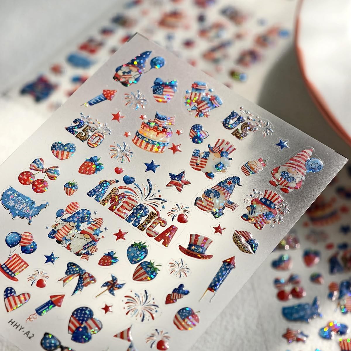 5D Embossed 4th of July Nail Stickers Self-Adhesive Independence Day Nail Art St