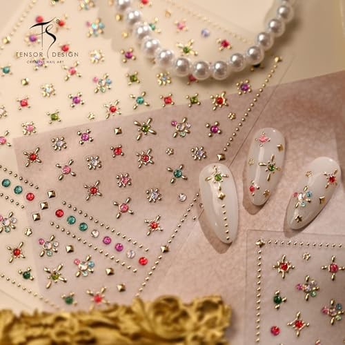 Gold Star Nail Stickers 5D Embossed Gold Nail Decals Style A48 Contemporary