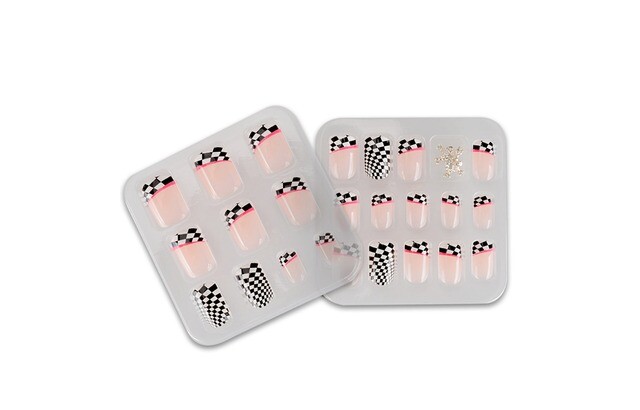 2x FING’RS PRINTS Press-on Nails, NO GLUE NEEDED Rock Rebel Check 31045 (2-PACKS