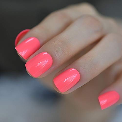 Neon Pink Press On Nails – Short Round – Bright & Deep – Women’s