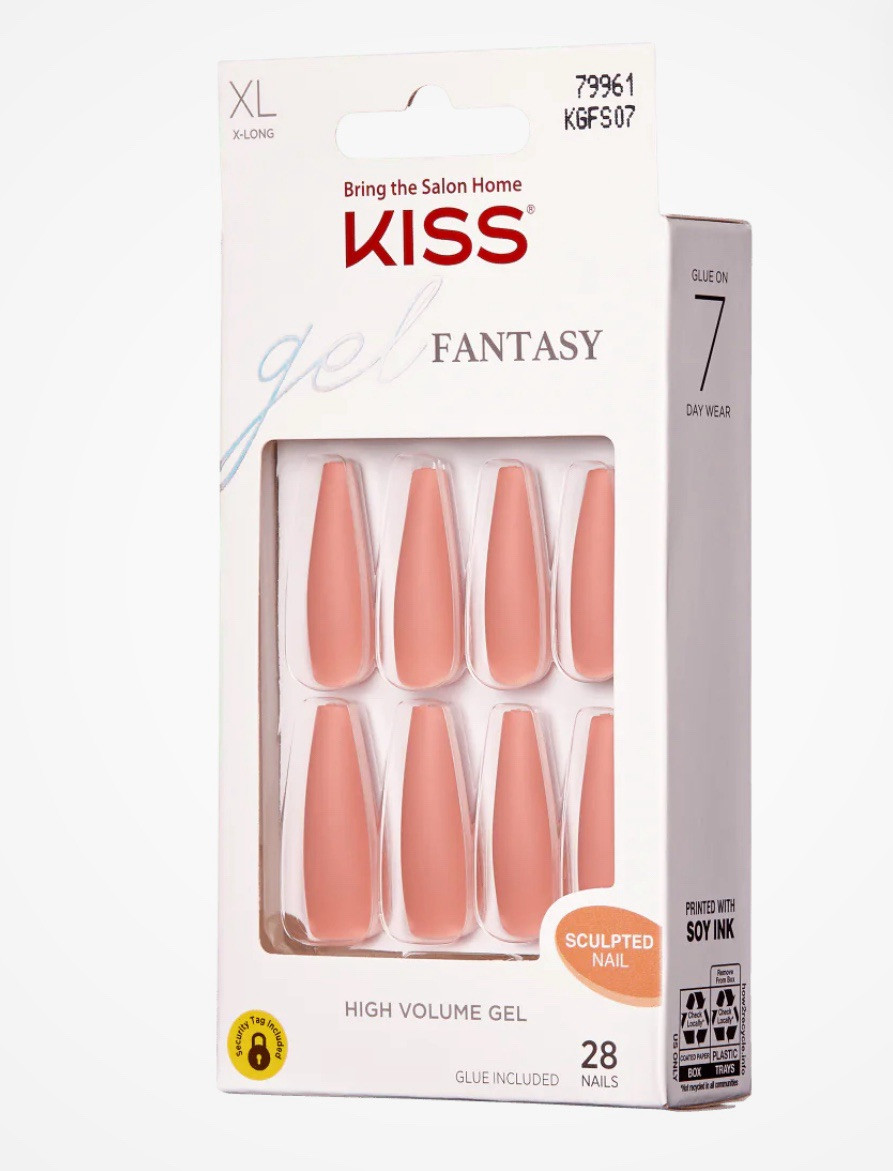KISS High Volume Gel Sculpted XL Nails Hoopla Pink Powder Extra Long New