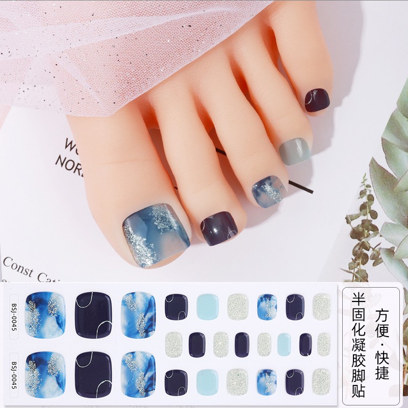 2026 Summer Semi Cured Nail Gel Strips Feet Waterproof Toe Nail Gel UV Stickers