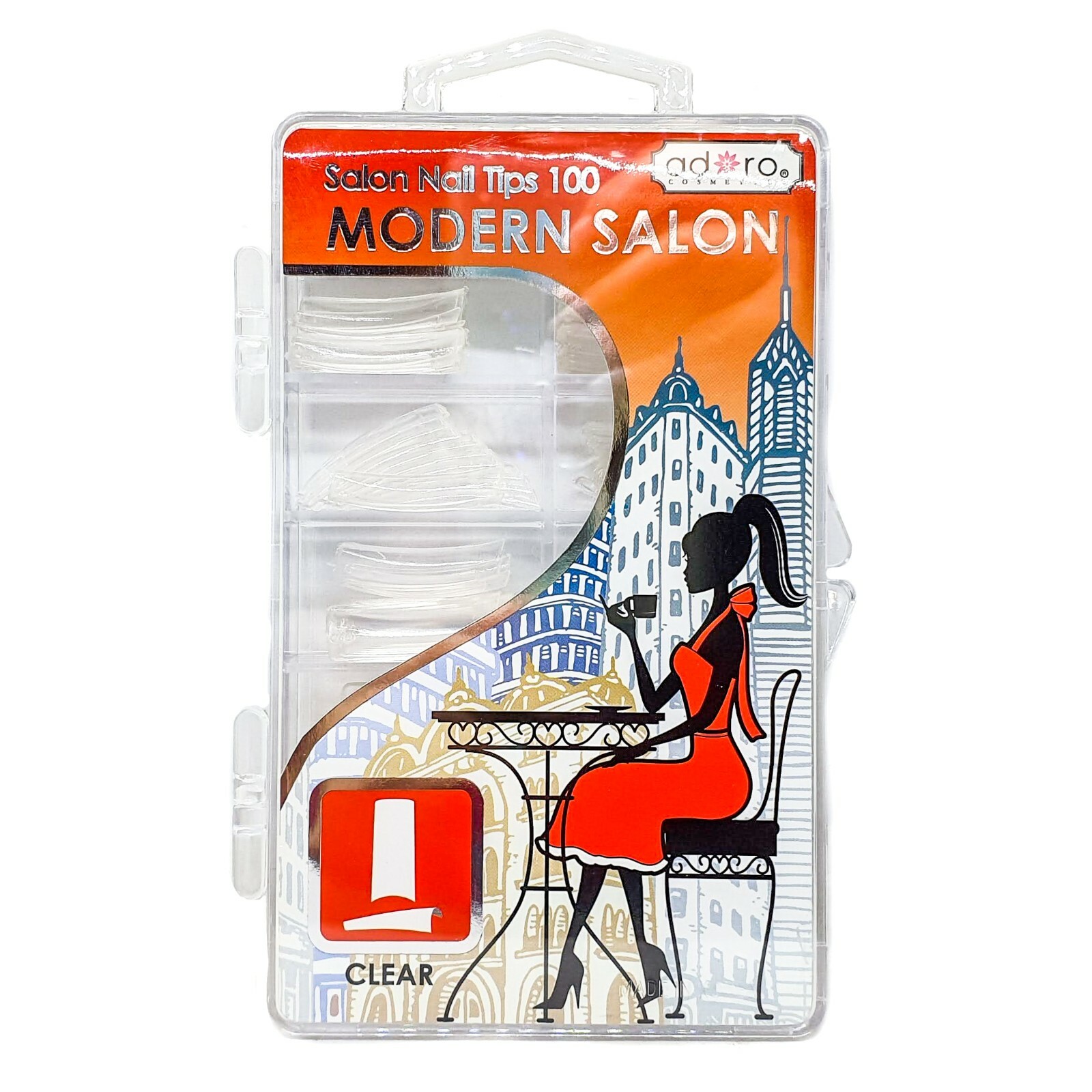 Adoro Modern Salon Nail Tips in Clear &/ Natural 100pcs/Canister