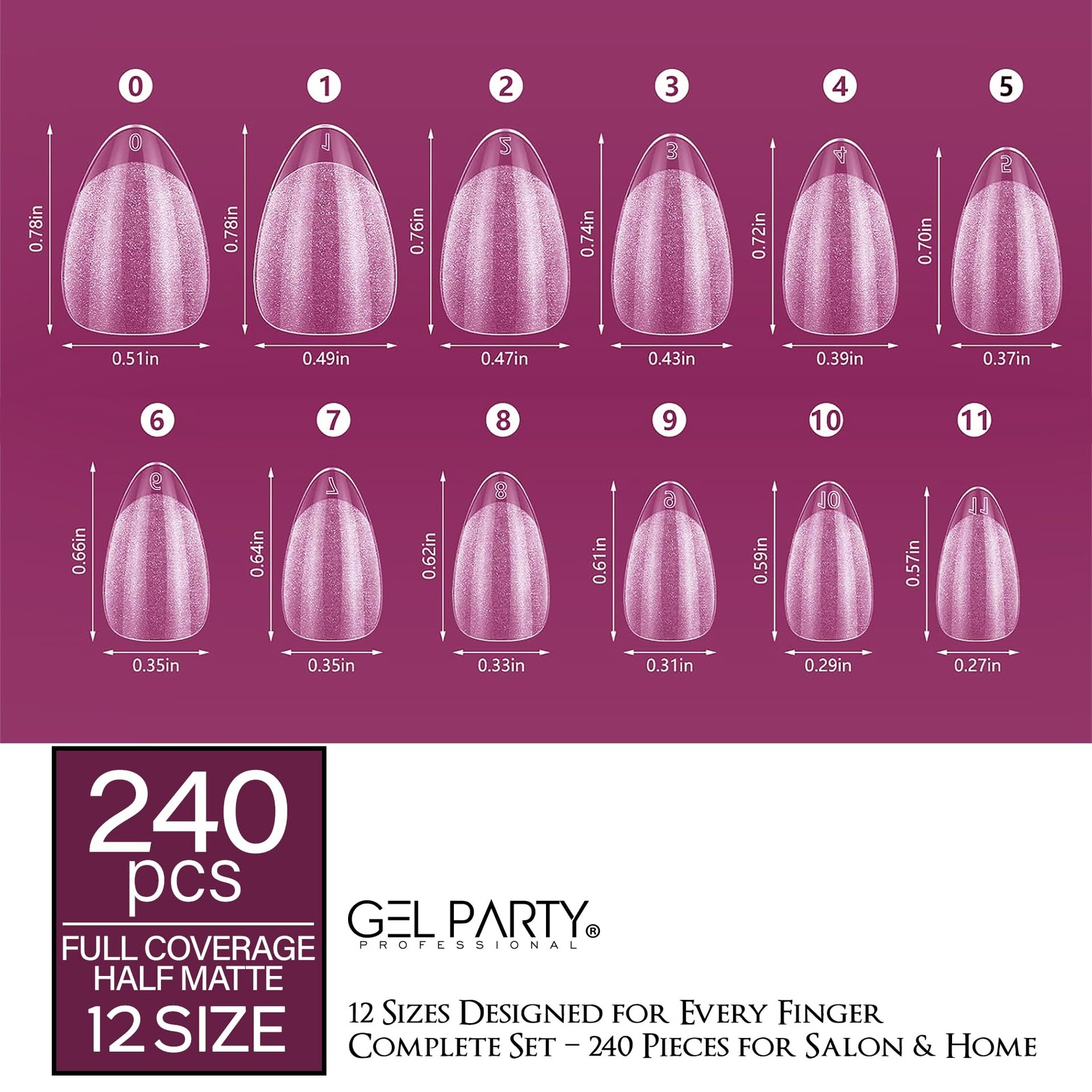 GELPARTY Soft Gel Nail Tips Short Almond – 240Pcs Pre-Buffed Matte Full Cover…