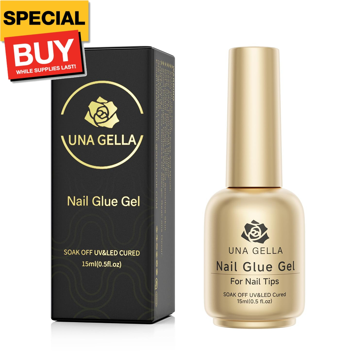 6 In 1 Gel Nail Glue for Clear Acrylic Nails Tips, 15ml Long Lasting Super Stron
