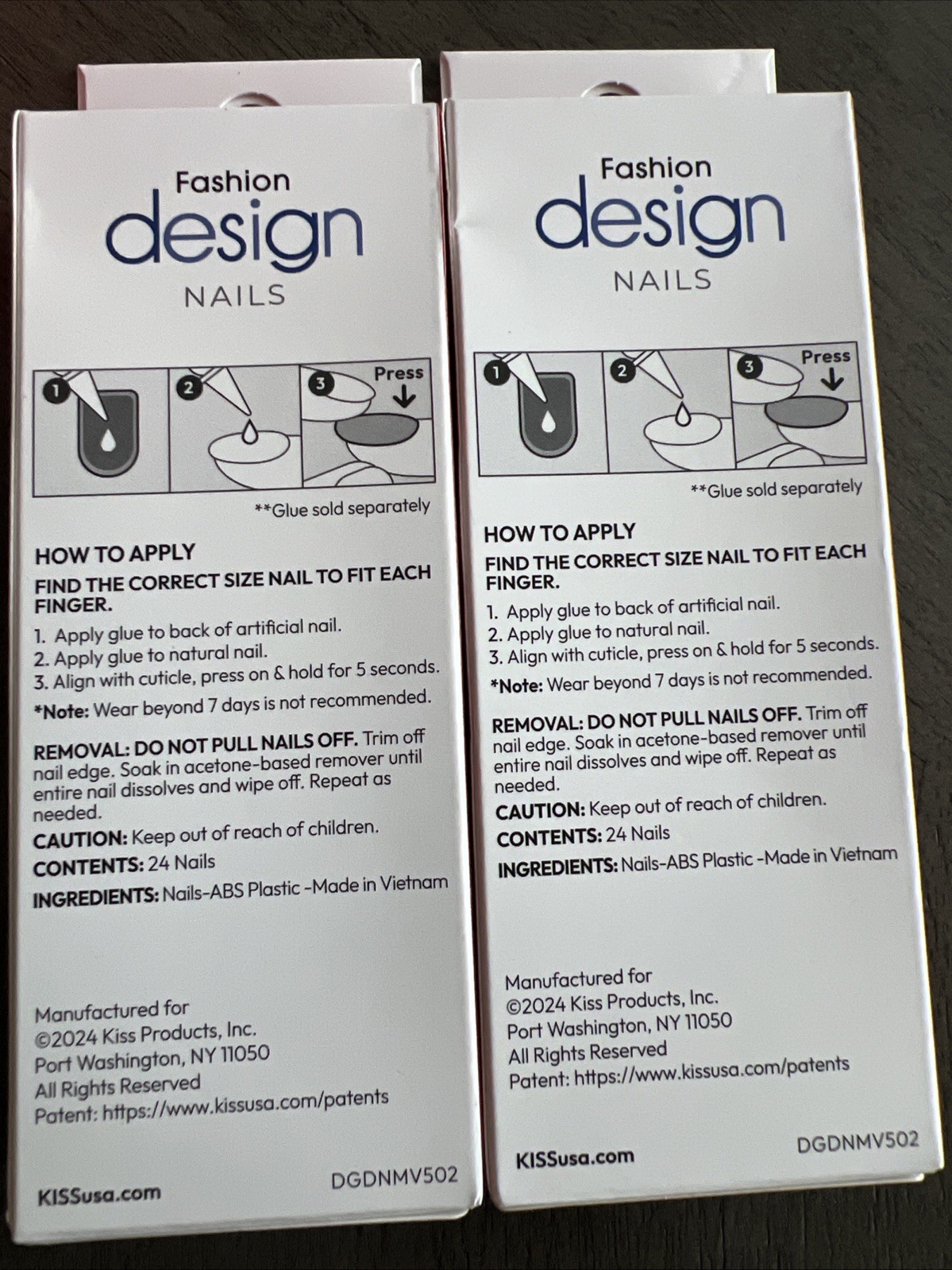 2x~Kiss Design Ready To Wear Glue Nails~Medium~Round~Blue Flowers~New