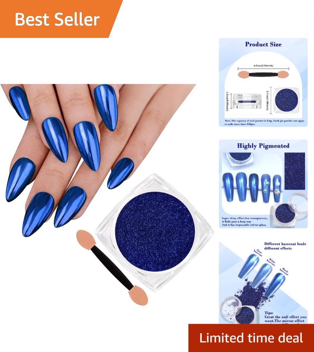 Royal Blue Chrome Glitter for Manicures – Effortless Nail Art Creation