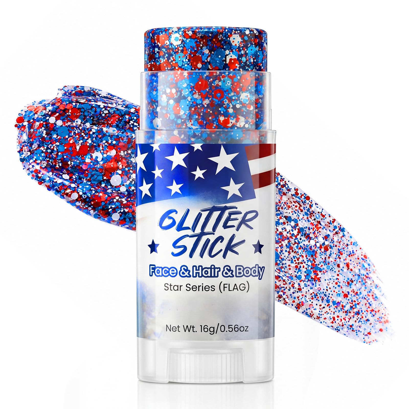 Red White and Blue Face Body Glitter Stick, 4th of July Accessories for Women…
