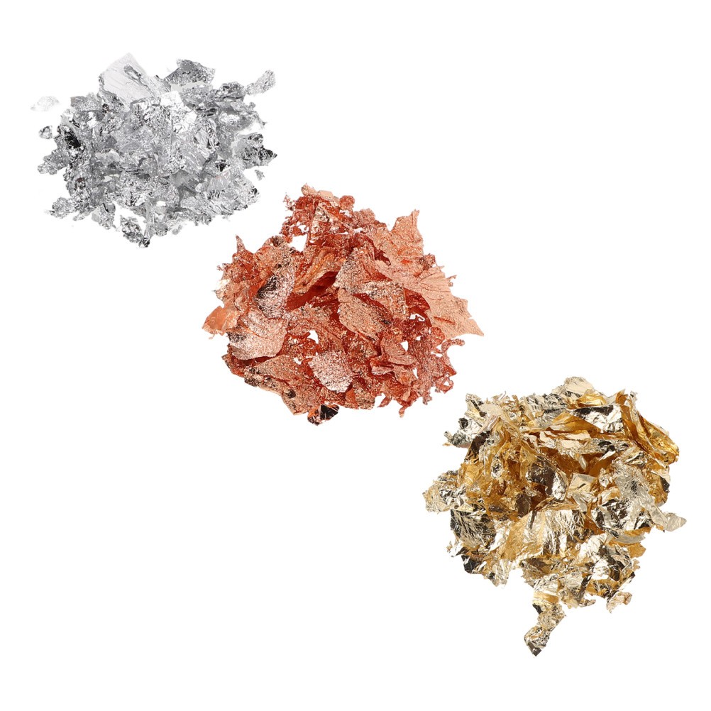 3Pcs Durable Gold Nail Foil Flakes for Crafts Metallic Luster Decoration