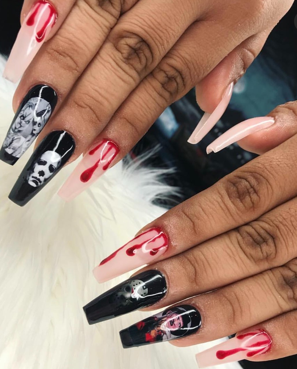 Chucky Jason Horror movie Halloween Nail decals scary nail Waterslide Stickers