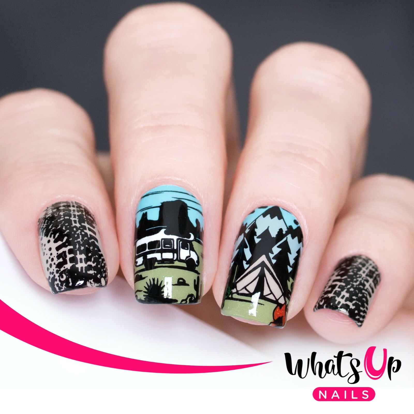 B070 Campfire Stories Stamping Plate For Stamped Nail Art Design