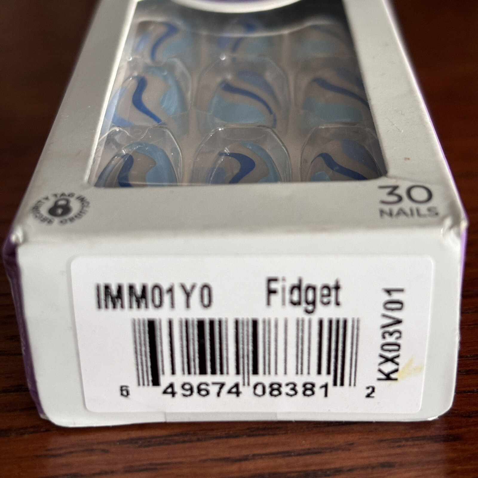 Kiss imPRESS THE NO GLUE MANI Fidget Blue Design 30 Peel & Press NIB