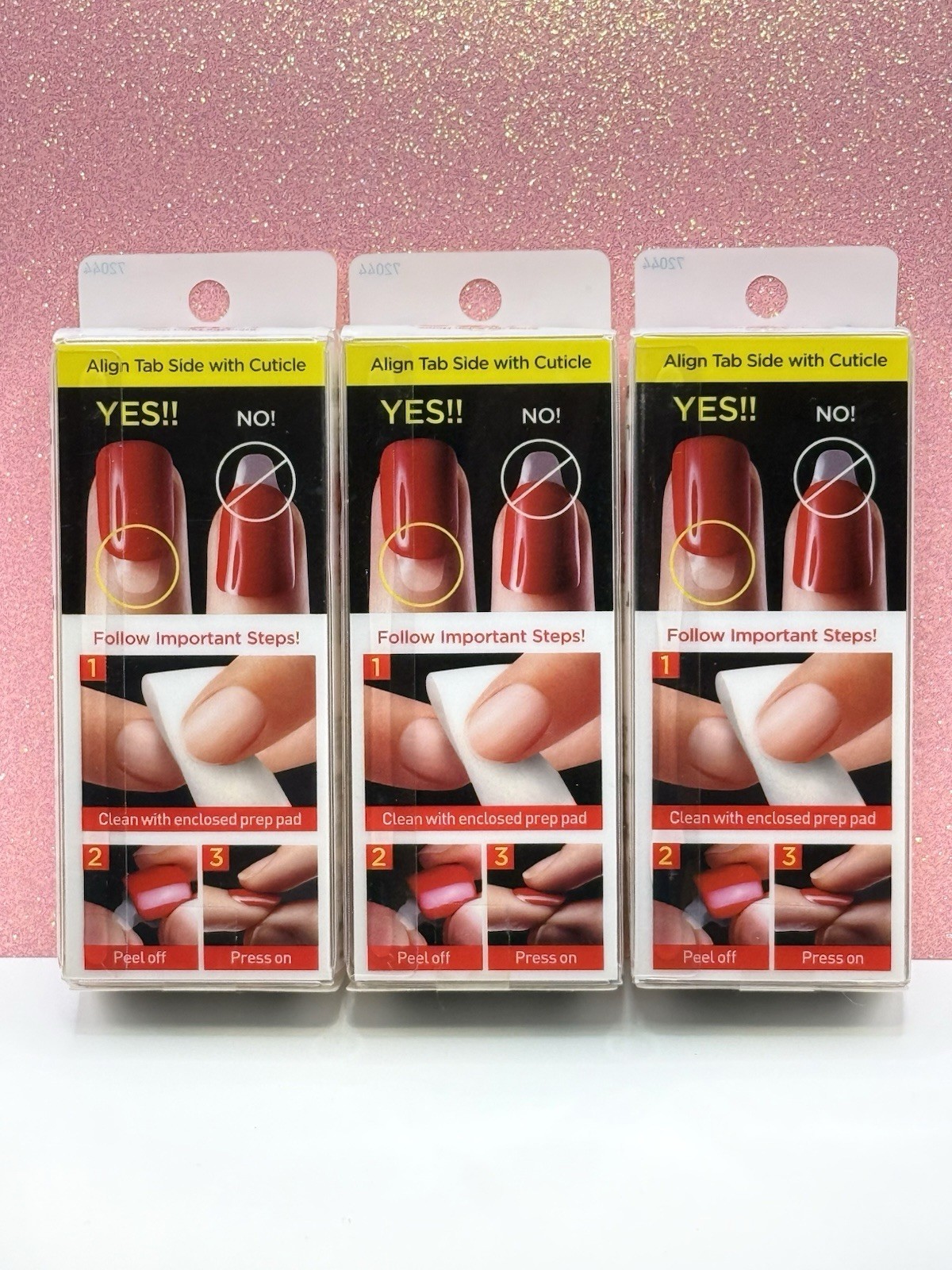 Kiss imPRESS No Glue Press-On Nails Sapphire Blue Glitter 72044 Lot Of 3