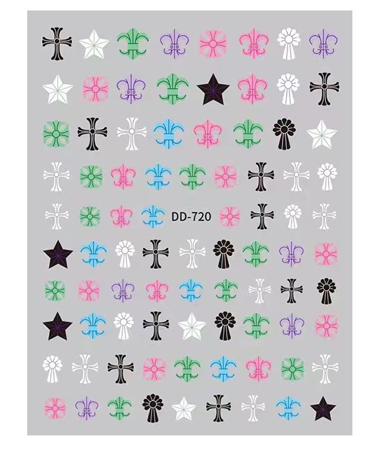 Nail art 3D Stickers Adhesive Decals White Black Transfers Christian Cross NS27