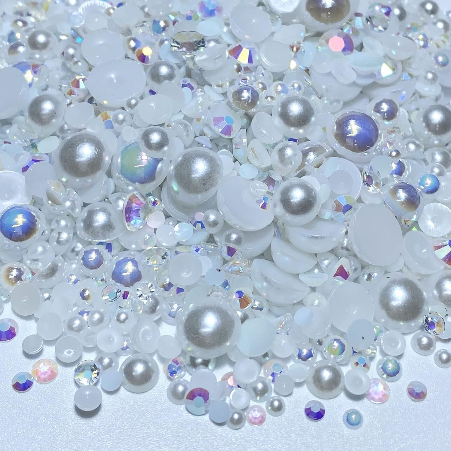 Tingoons 50G Mixed 3-10Mm Flatback Rhinestones Half round Pearls for DIY Crafts