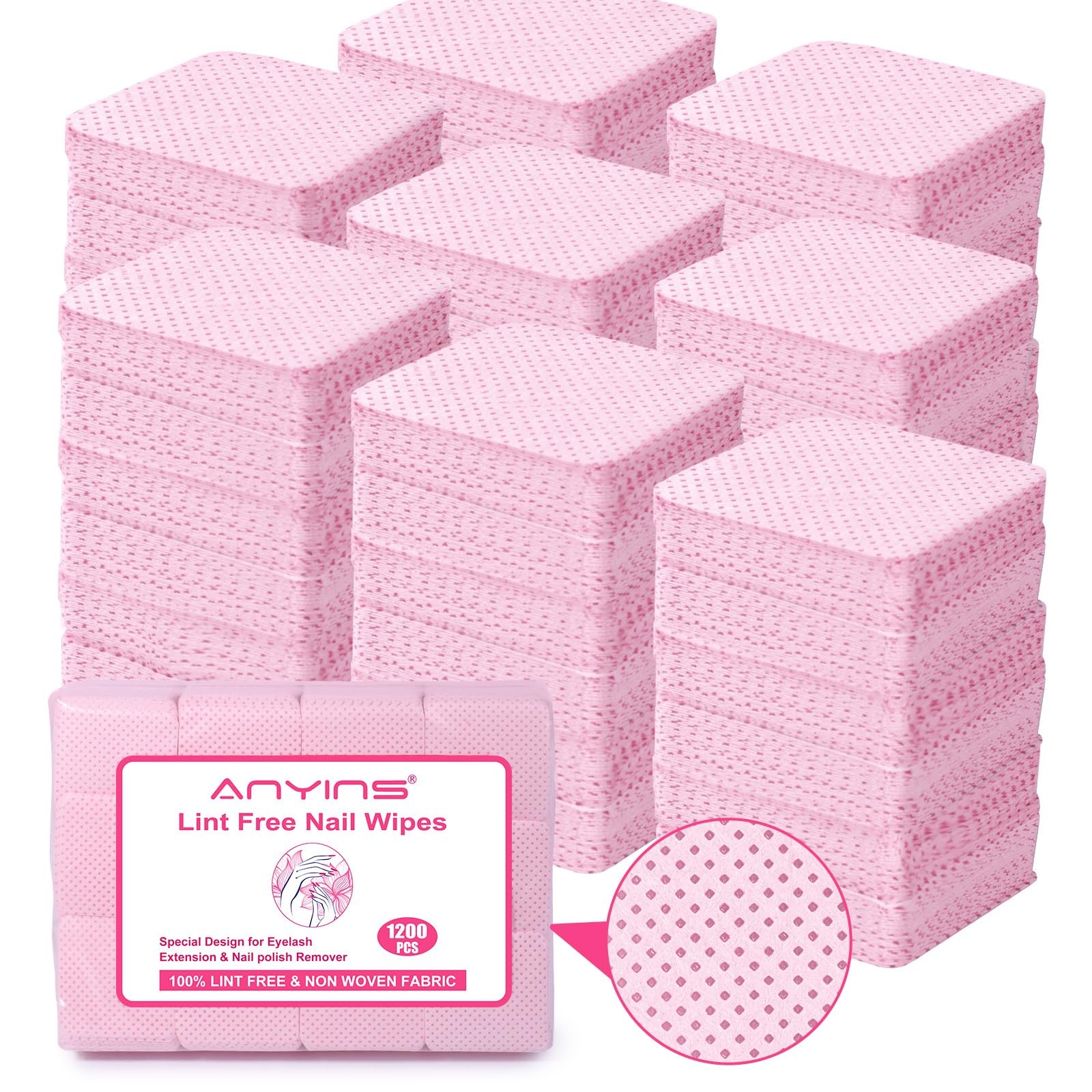 ANYINS Lint Free Nail Wipes, 1200PCS Wipes Non-Woven Fabric Nail…