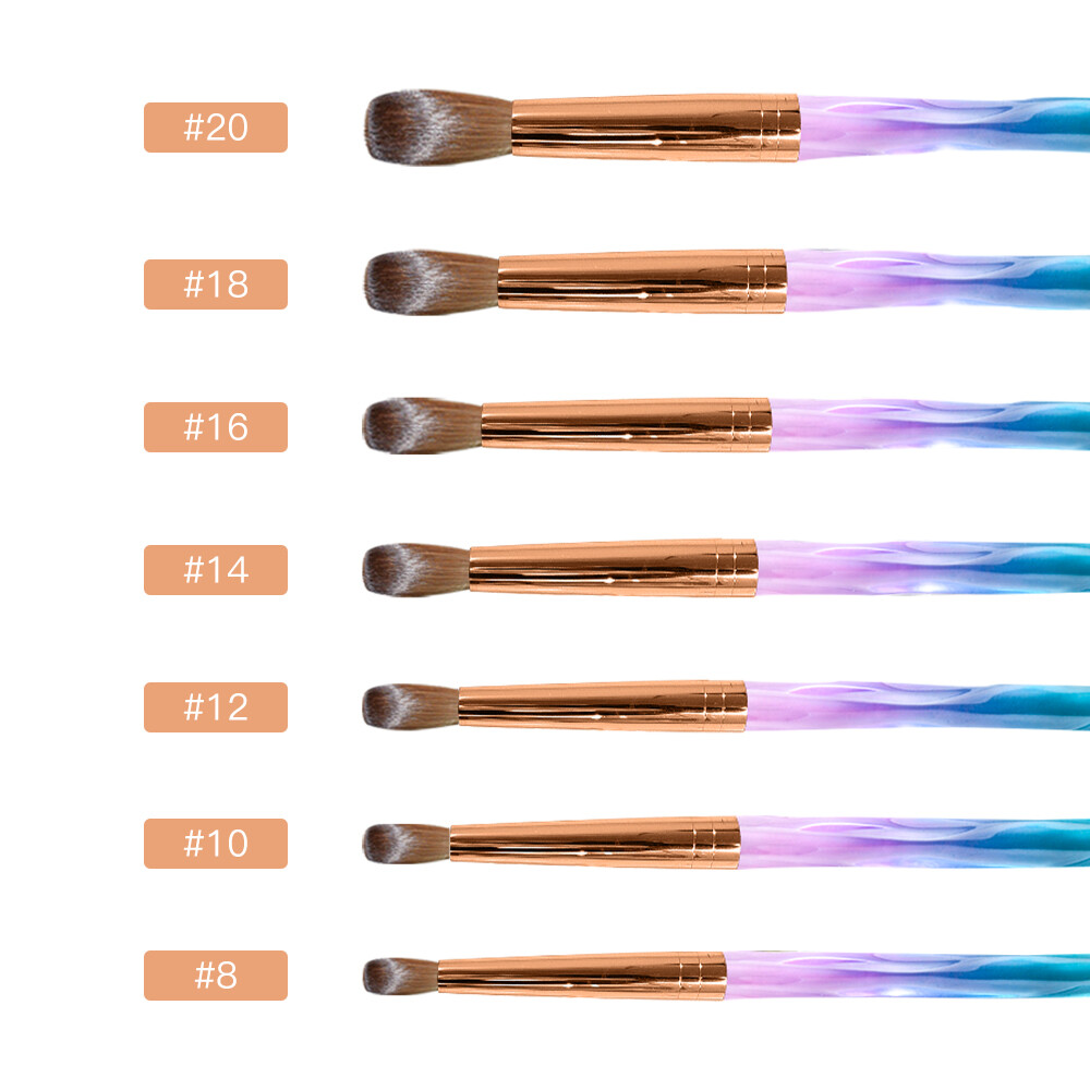 100% Pure Kolinsky Acrylic Top Quality Nail Brush Diamond Rainbow Handle 8-16