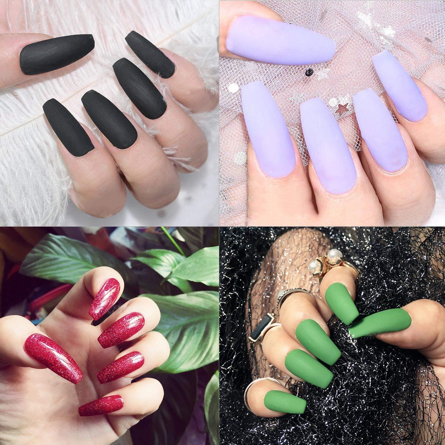 100/600/1200 Pcs Long Coffin Full Cover False Nail Tips Press on Nails – Jargod