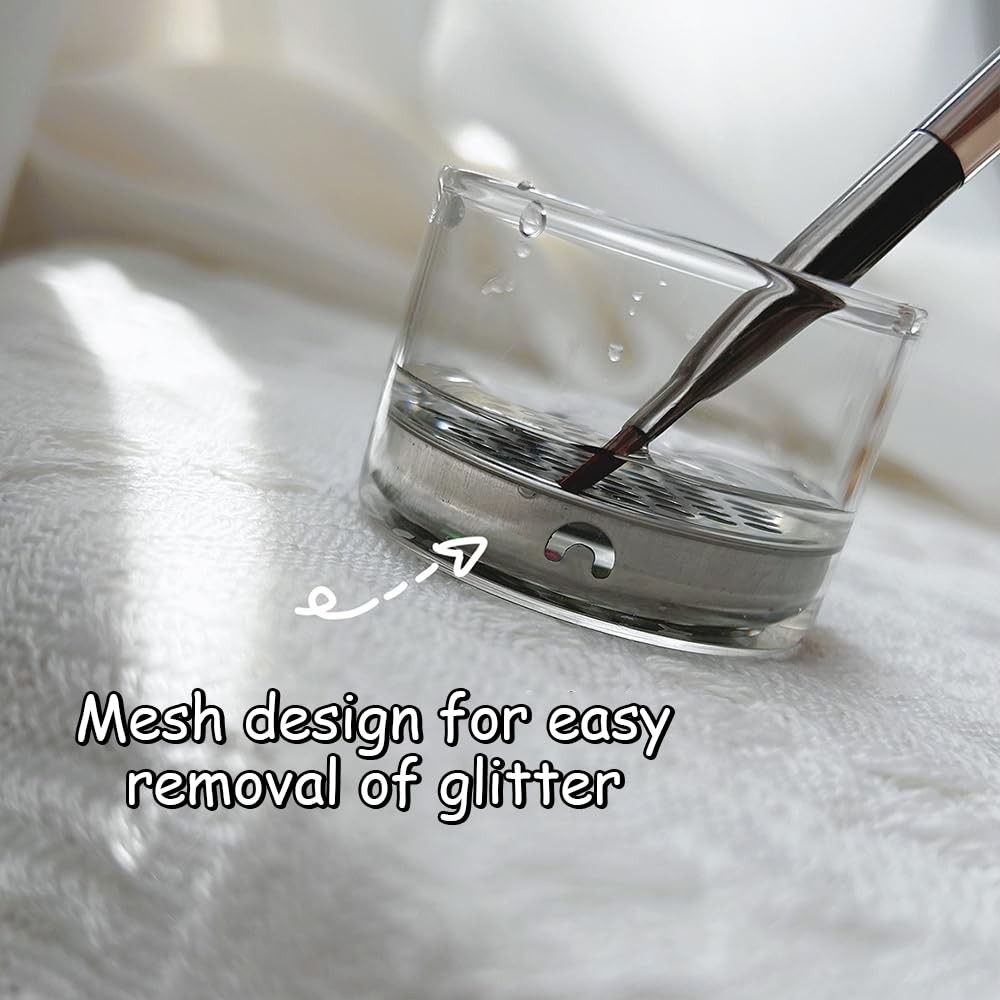 Nail Brushes Washing Cup Acrylic Nail Brush Cleaner Dappen Dish with Lid Easy…